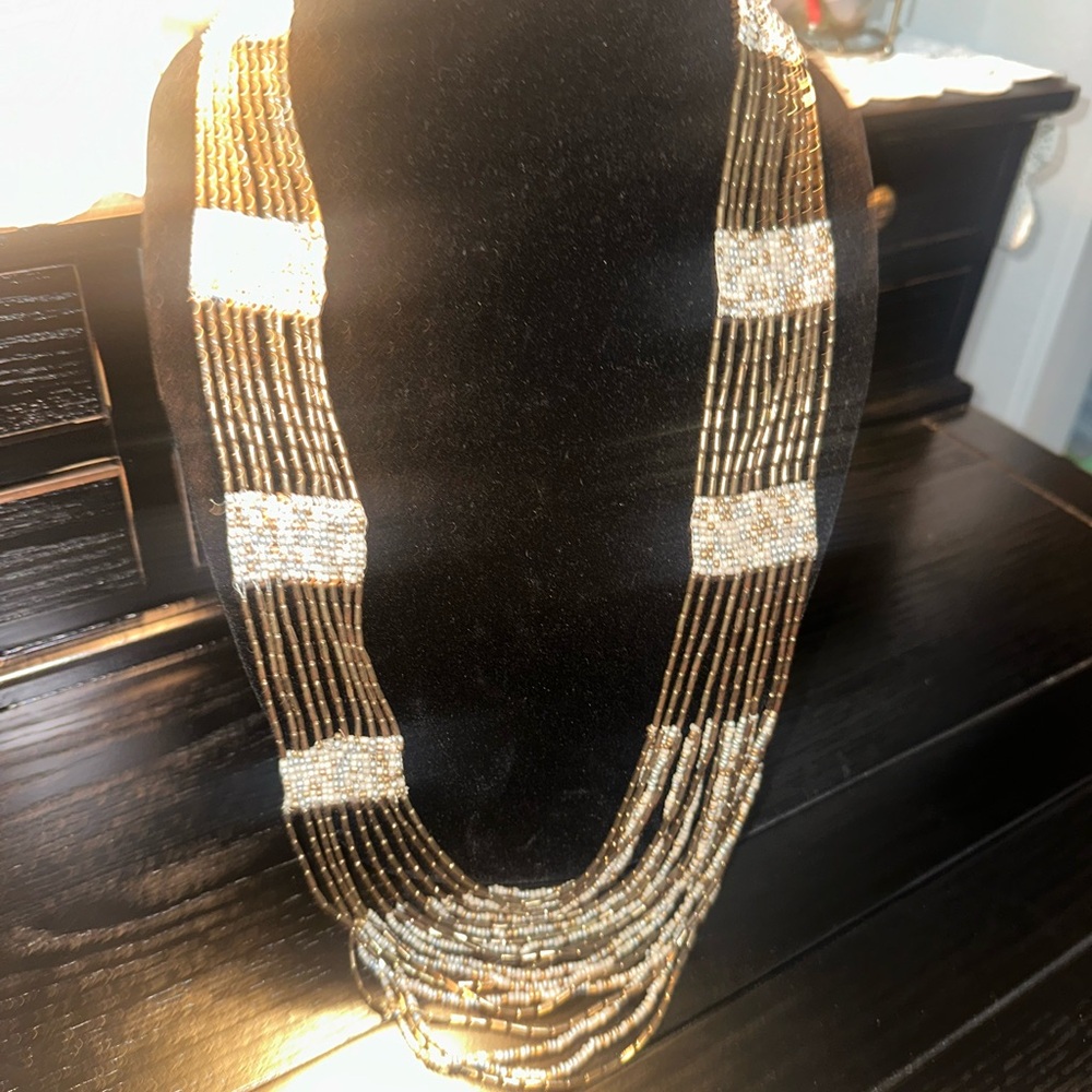 Gold and Silver Multi-Strand Necklace with Textured Design